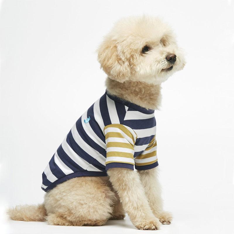 The Painter's Wife Stripped Organic Cotton Ellsworth T-Shirt - Navy/Dijon - CreatureLand