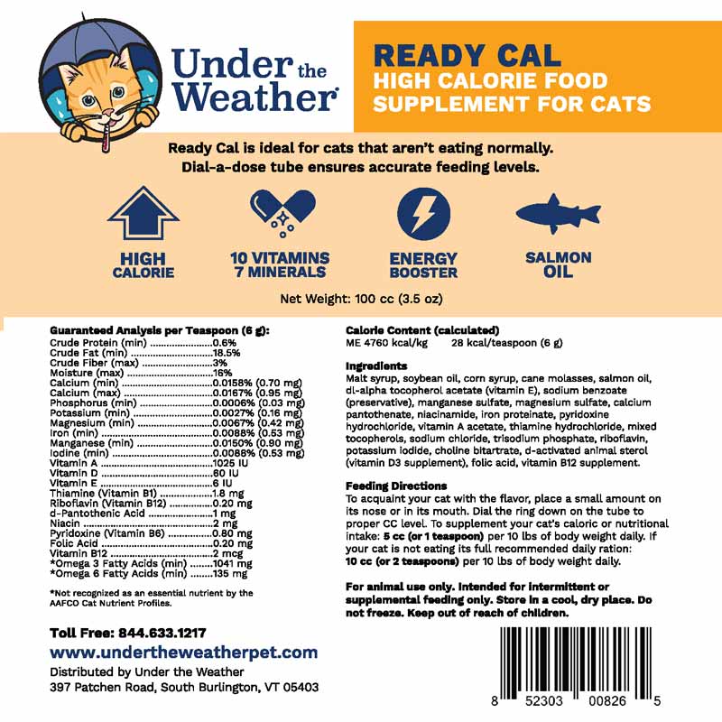 Under The Weather Ready Cal High-Calorie Supplement For Cats - CreatureLand