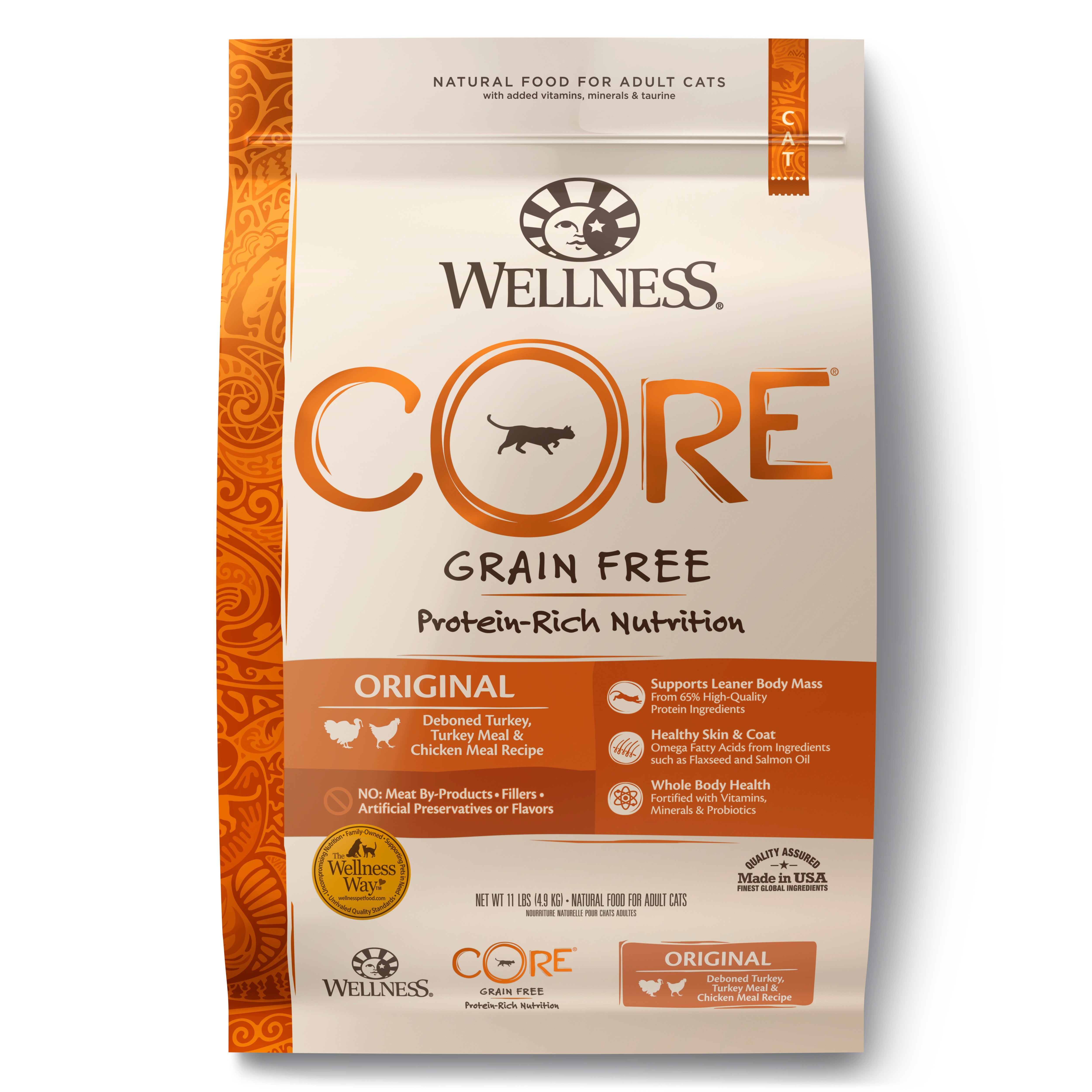 Wellness CORE® Original Deboned Turkey, Turkey Meal & Chicken Meal Grain-Free Adult Dry Cat Food - CreatureLand