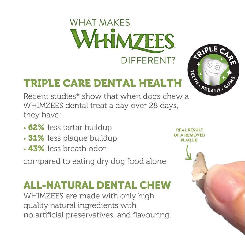 Whimzees Natural Toothbrush Dental Dog Chews - CreatureLand