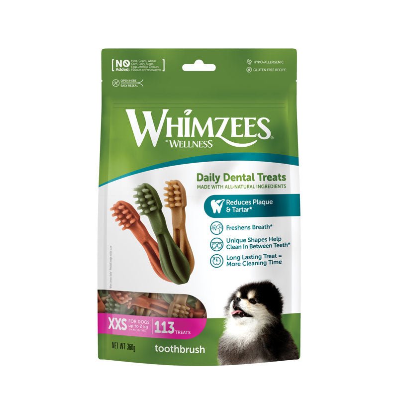 Whimzees Natural Toothbrush Dental Dog Chews - CreatureLand