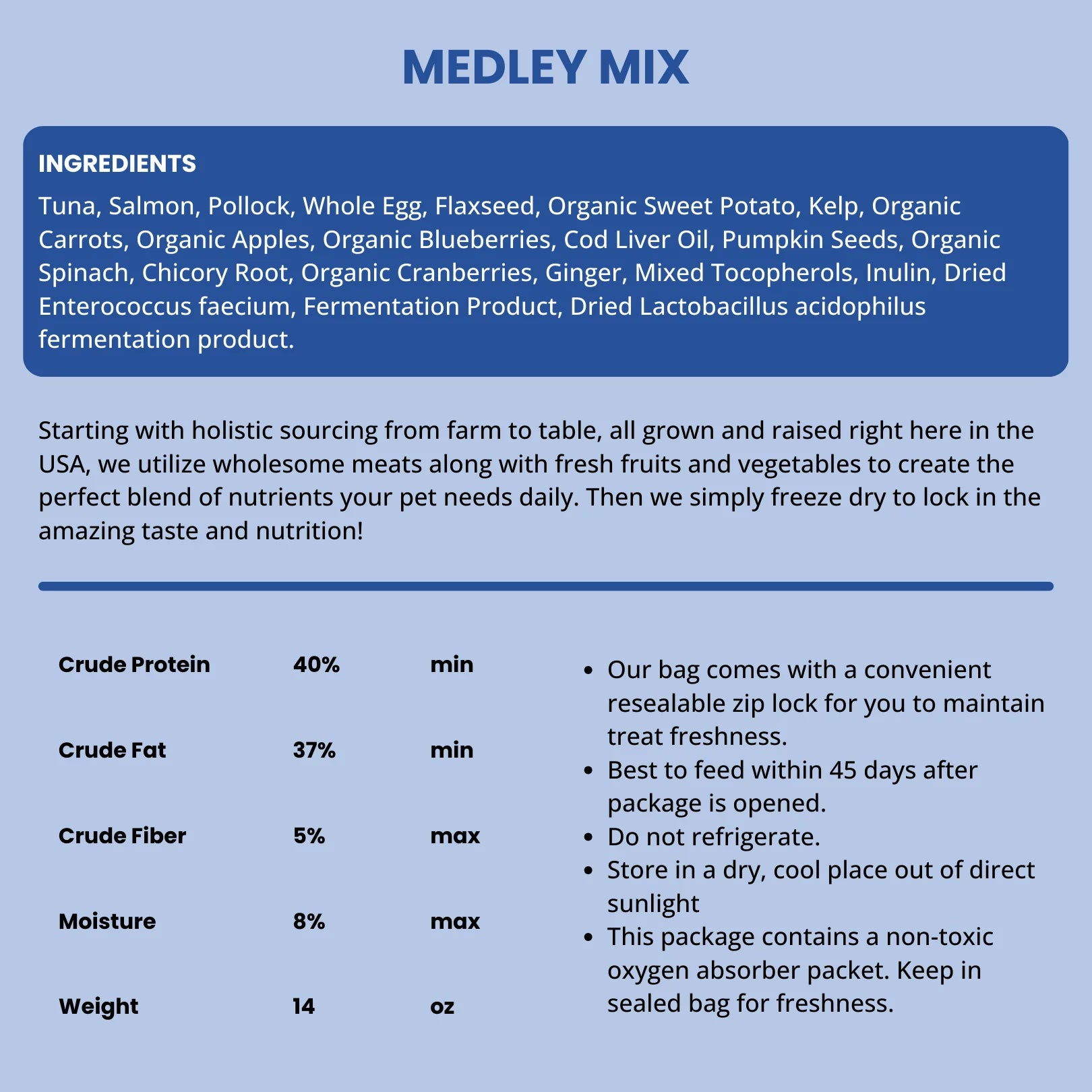 Fish Medley Recipe Freeze Dried Raw Dog Food (14oz)