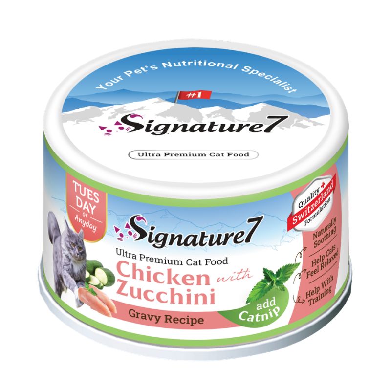 Chicken with Zucchini in gravy added Catnip Cat Wet Can Food (70g)