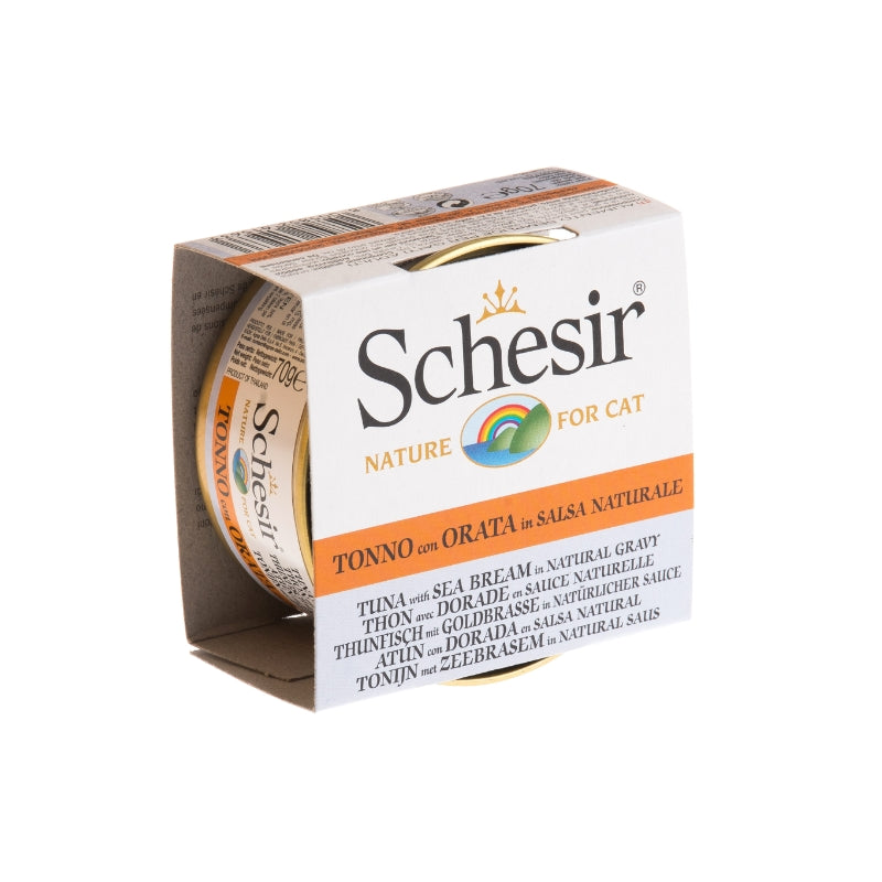 Schesir Tuna With Sea Bream In Natural Gravy Grain-Free Adult Canned Cat Food (70g)