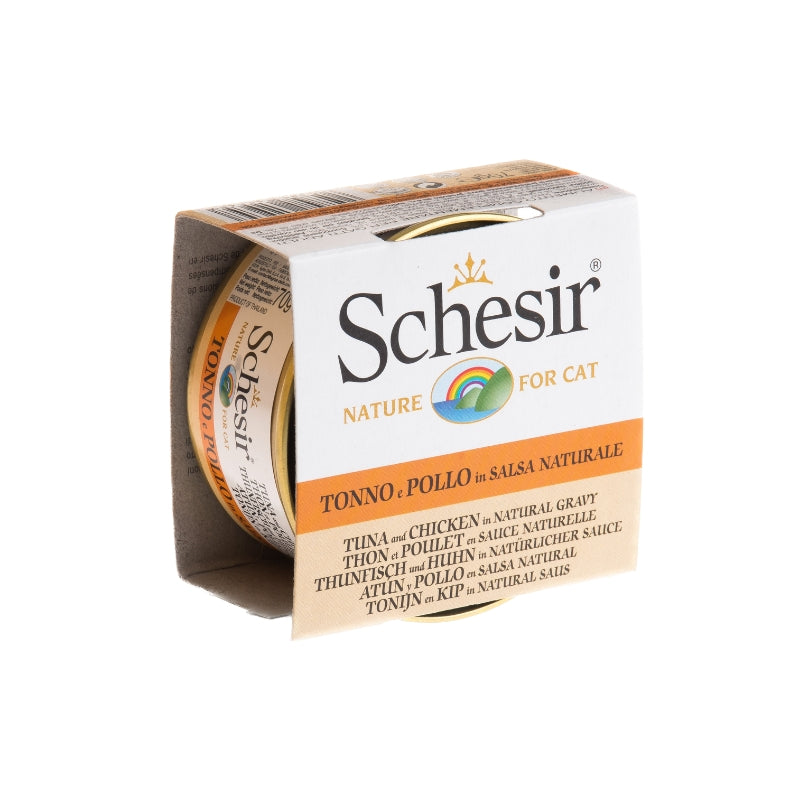 Schesir Tuna & Chicken In Natural Gravy Grain-Free Adult Canned Cat Food (70g)