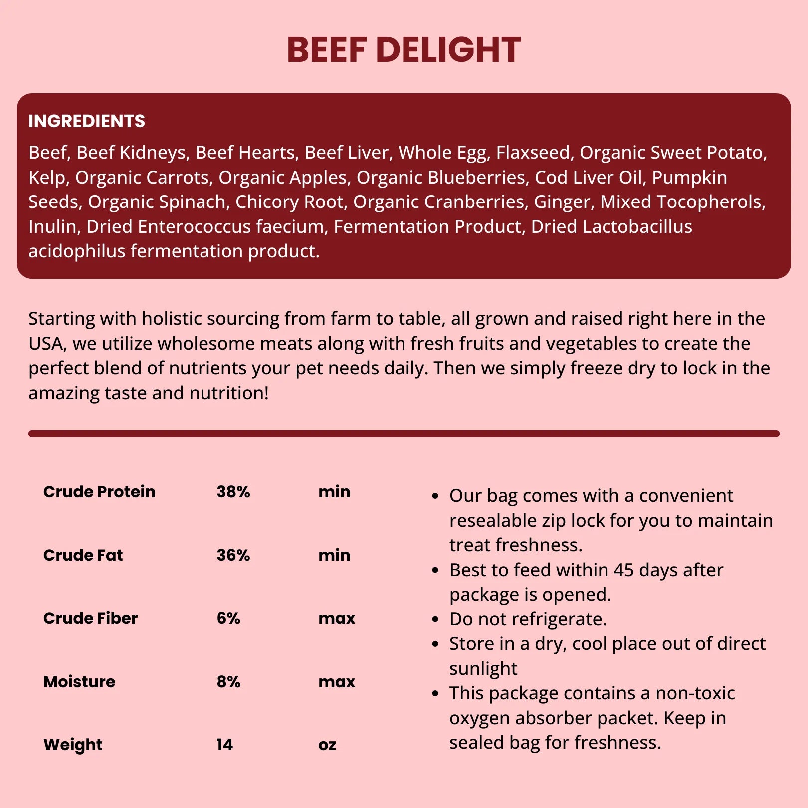 Beef Recipe Freeze Dried Raw Dog Food (14oz)