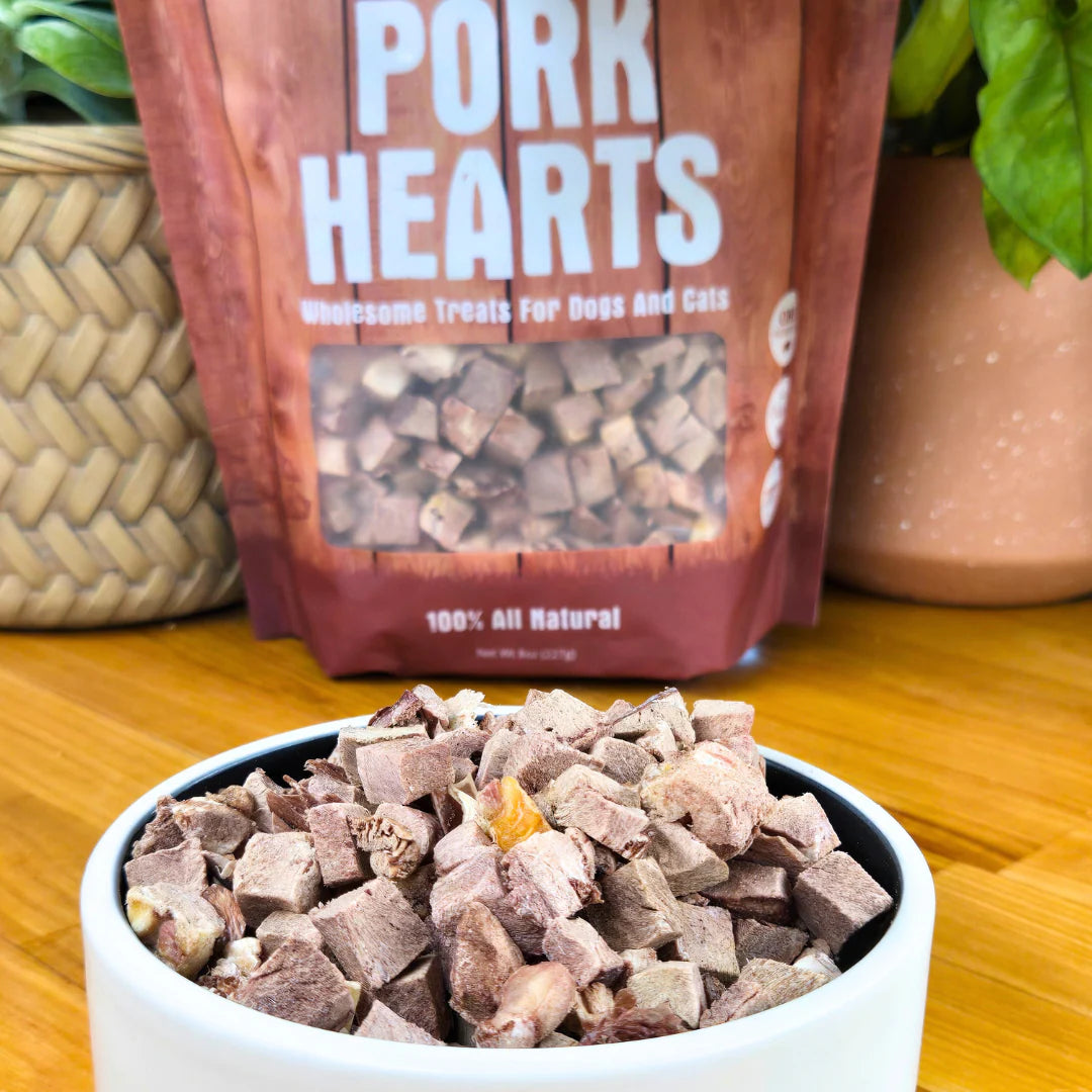 Freeze Dried Pork Hearts Dog & Cat Treats (3oz)