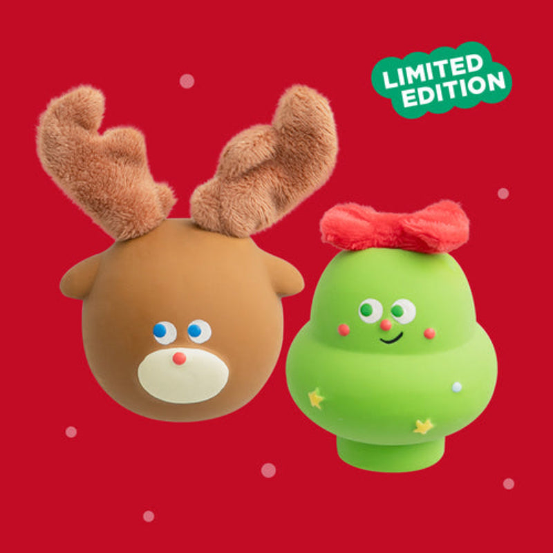 Furry Christmas Latex Dog Toy - Rudolph & Tree (Set of 2)