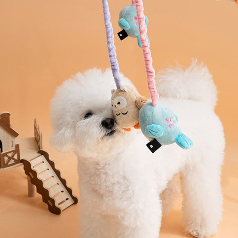 Fishing Rod Dog Tug Toy (Bluebird, Owl)