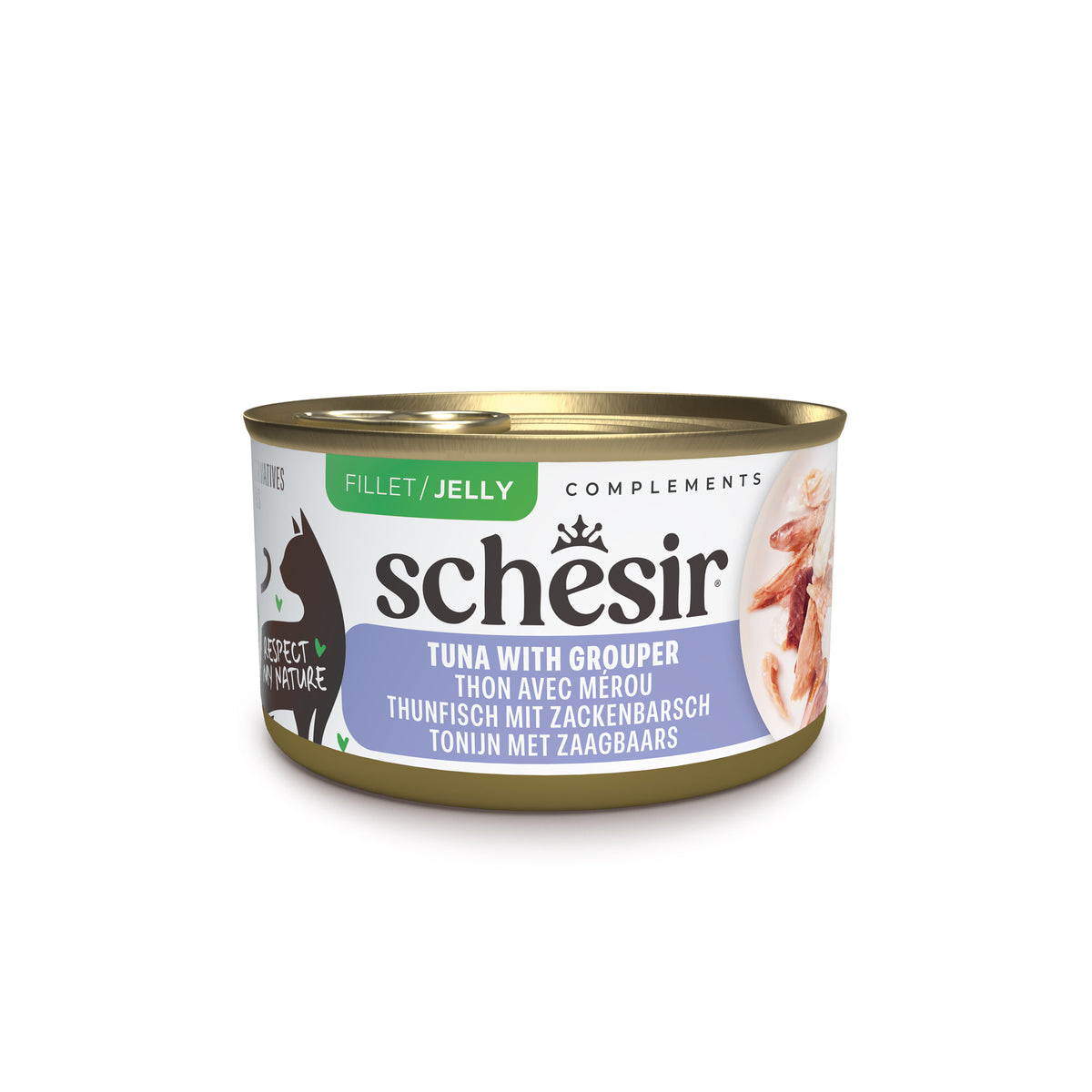 Schesir Complements Canned Wet Cat Food | Tuna with Grouper in Jelly (70g)