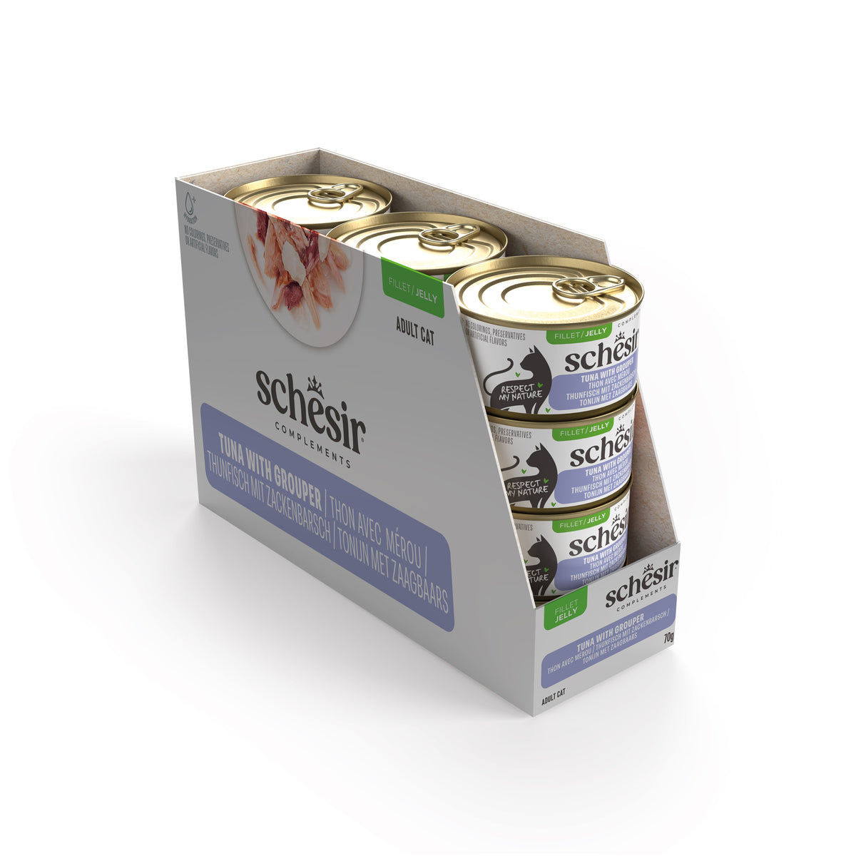 Schesir Complements Canned Wet Cat Food | Tuna with Grouper in Jelly (70g)