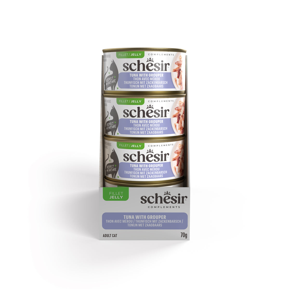 Schesir Complements Canned Wet Cat Food | Tuna with Grouper in Jelly (70g)