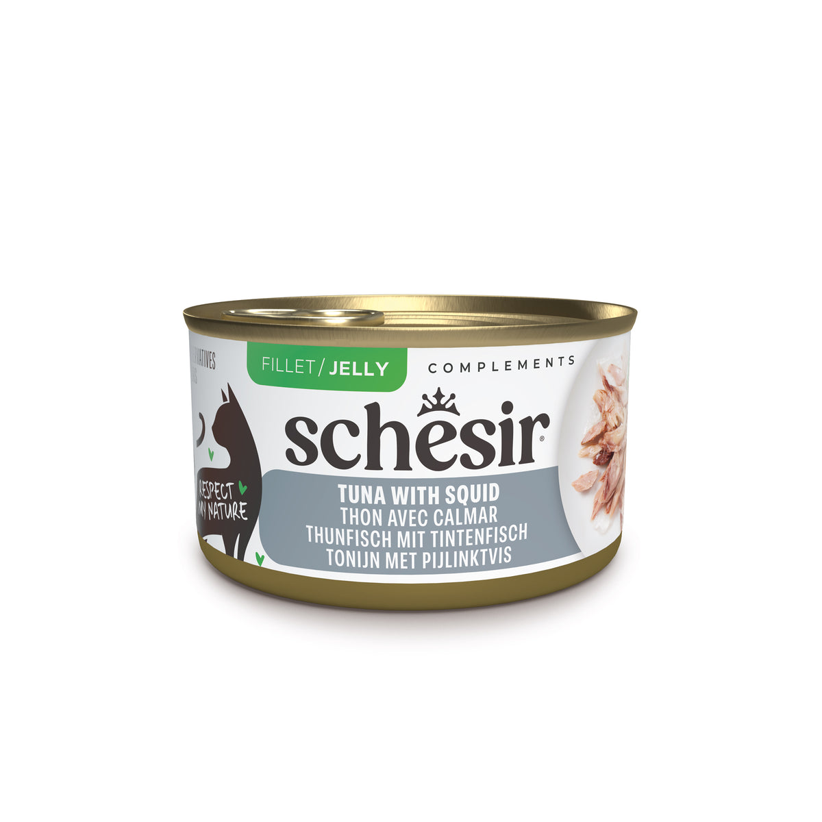 Schesir Complements Canned Wet Cat Food | Tuna with Squids in Jelly (70g)