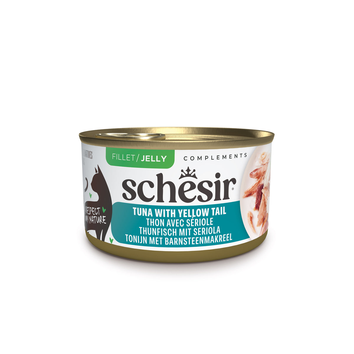 Schesir Complements Canned Wet Cat Food | Tuna with Yellow Tail in Jelly (70g)