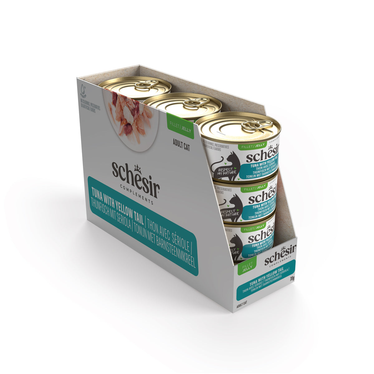 Schesir Complements Canned Wet Cat Food | Tuna with Yellow Tail in Jelly (70g)
