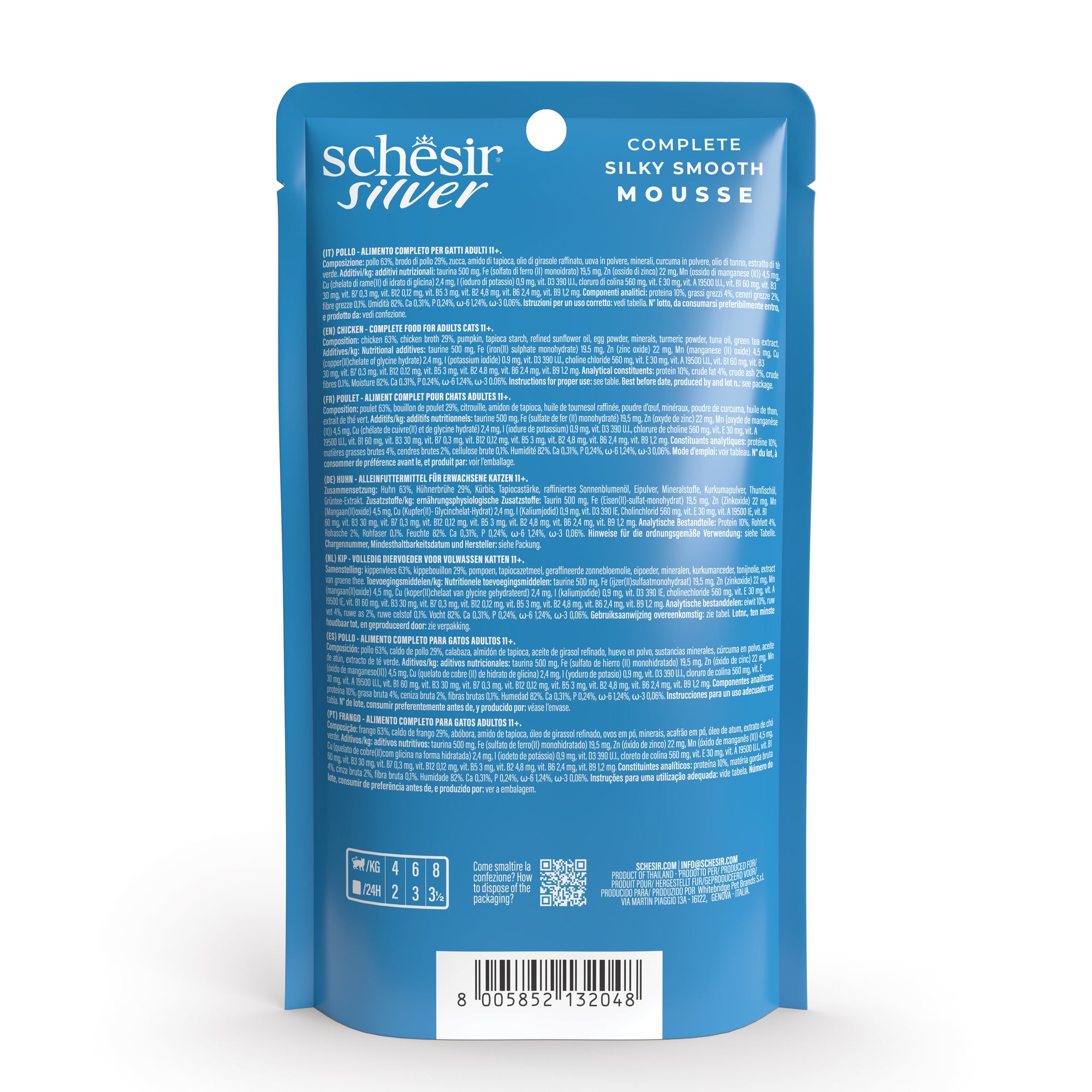 Schesir Silver Mousse Chicken Grain-Free Senior Pouch Cat Food (80g)