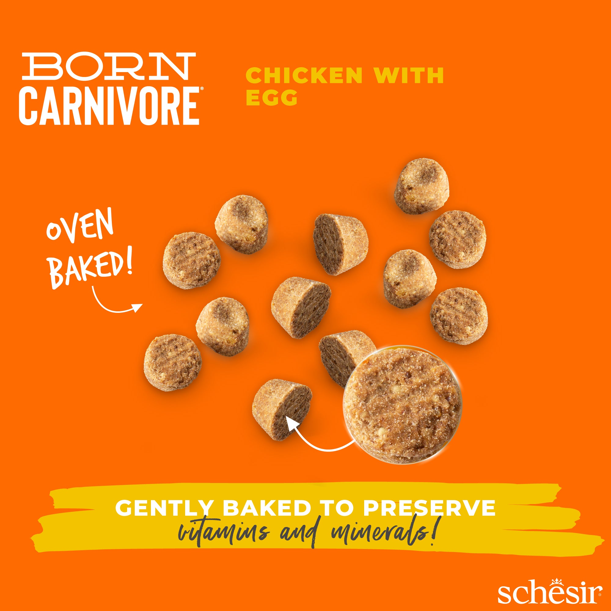 Schesir Born Carnivore Chicken with Egg Oven Baked Grain Free Dry Cat Food