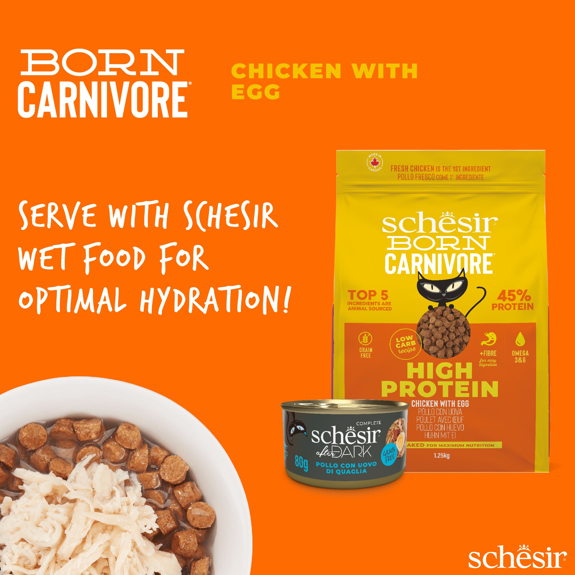 Schesir Born Carnivore Chicken with Egg Oven Baked Grain Free Dry Cat Food
