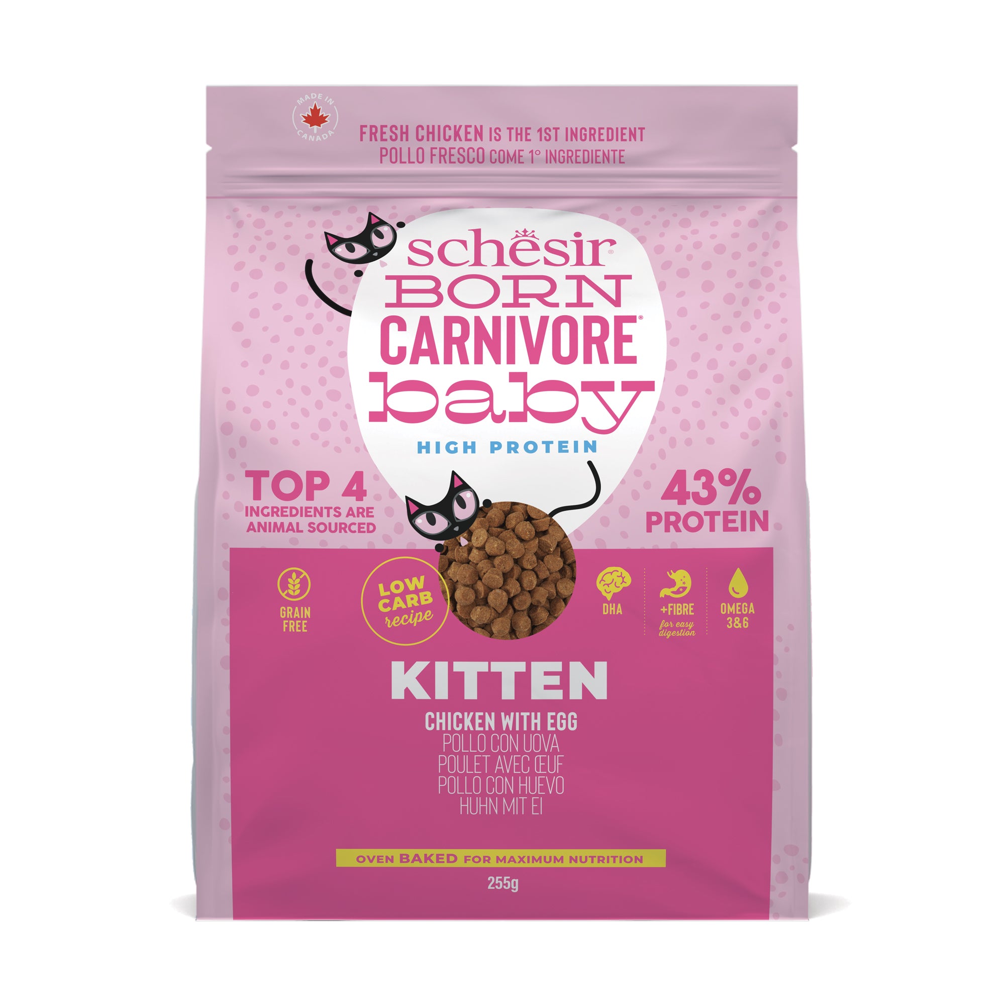 Schesir Born Carnivore Chicken with Egg Oven Baked Grain free Kitten Dry Cat Food