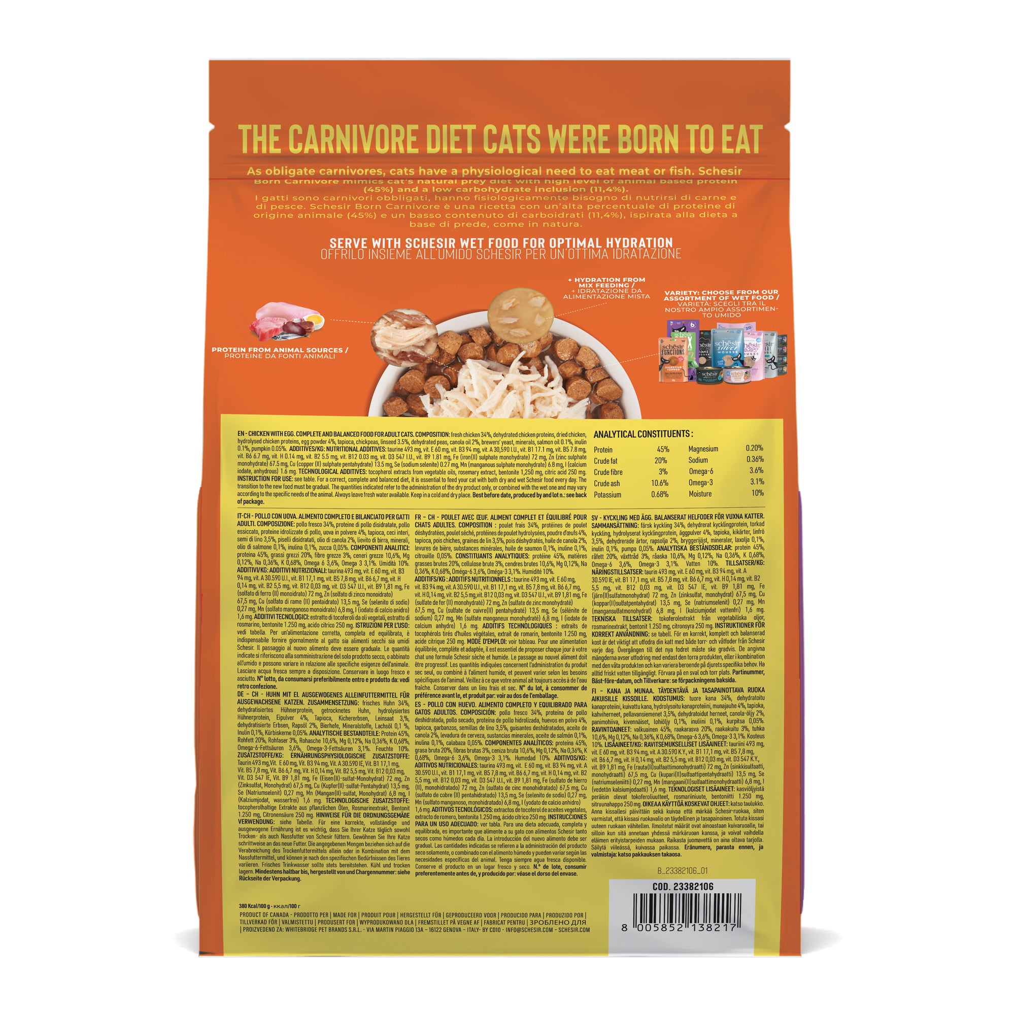 Schesir Born Carnivore Chicken with Egg Oven Baked Grain Free Dry Cat Food