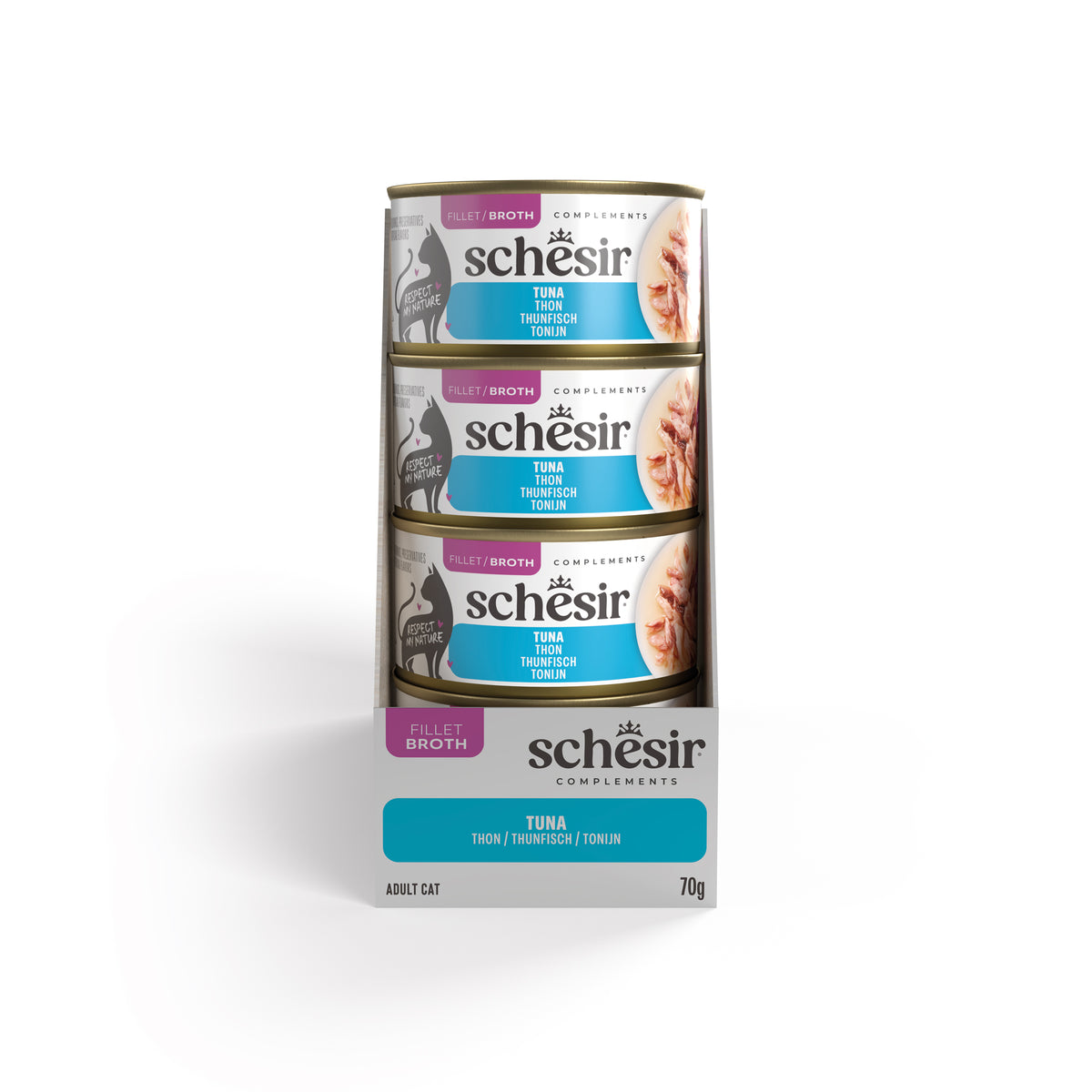 Schesir Complements Canned Wet Cat Food | Tuna in Broth (70g)