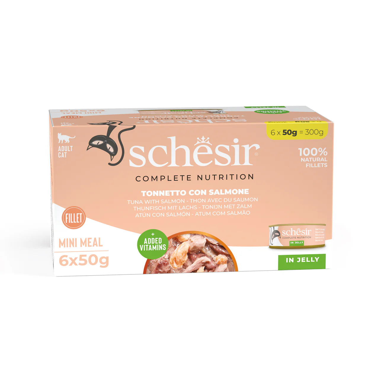Schesir Mini Meals Tuna with Salmon in Jelly Adult Canned Cat Food (6 x 50g)