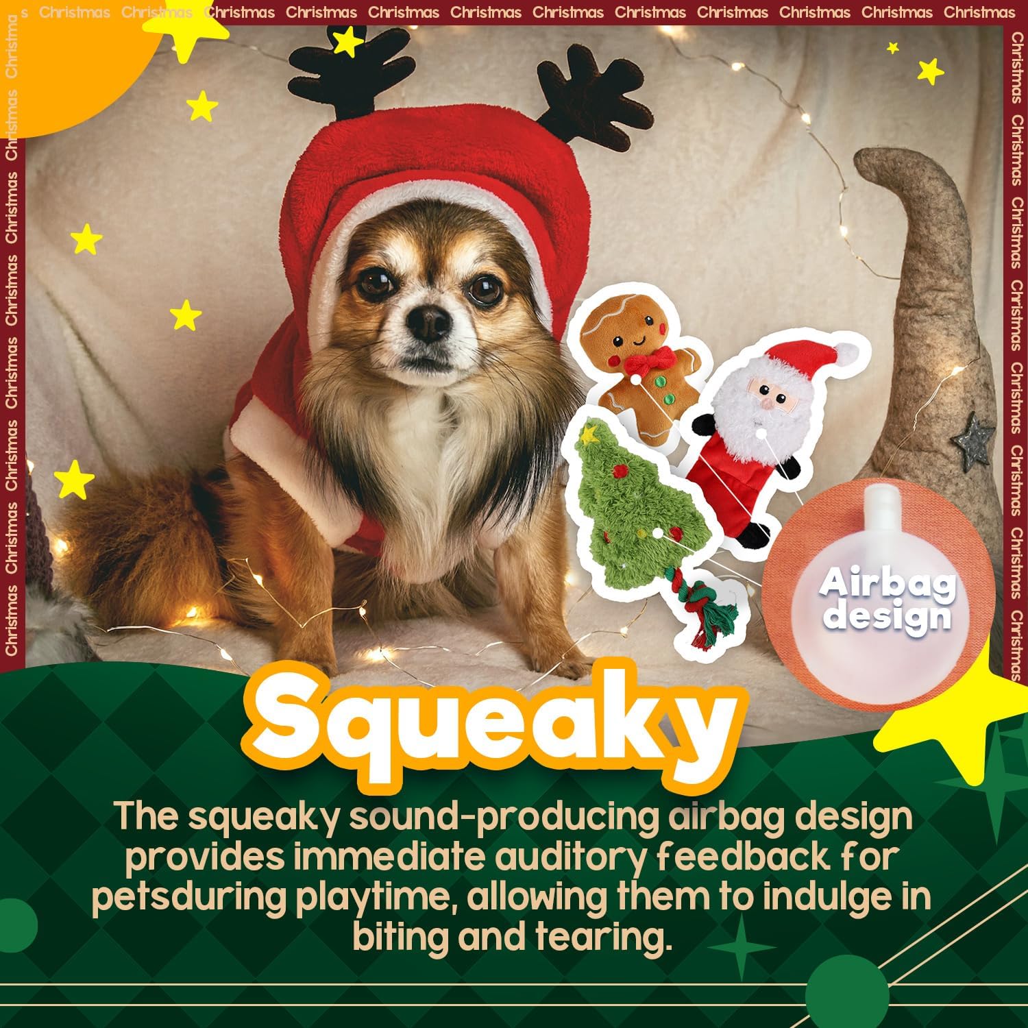 Ho Ho Ho Holiday Dog Toys (3 Pack)