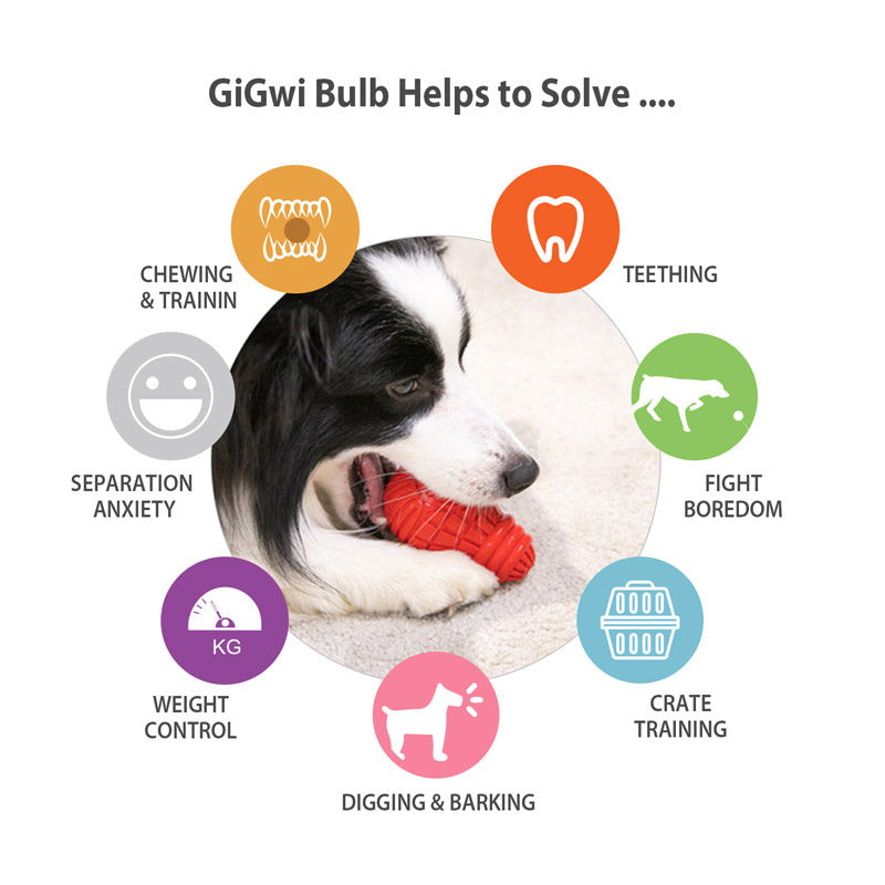 Bulb Treat Dispenser Rubber Dog Toy (Medium) - Red