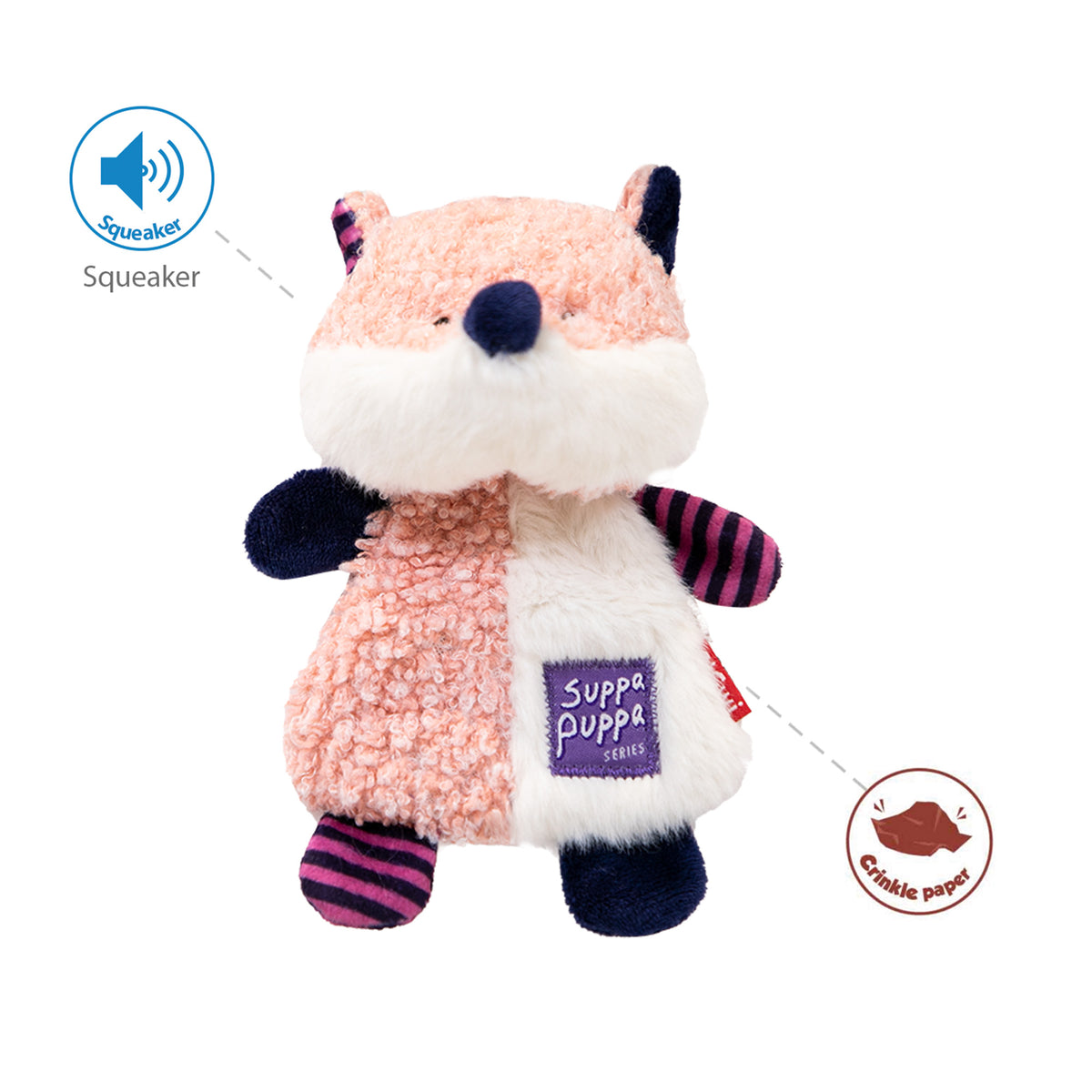 Suppa Puppa Crinkly Plush Dog Toy - Fox