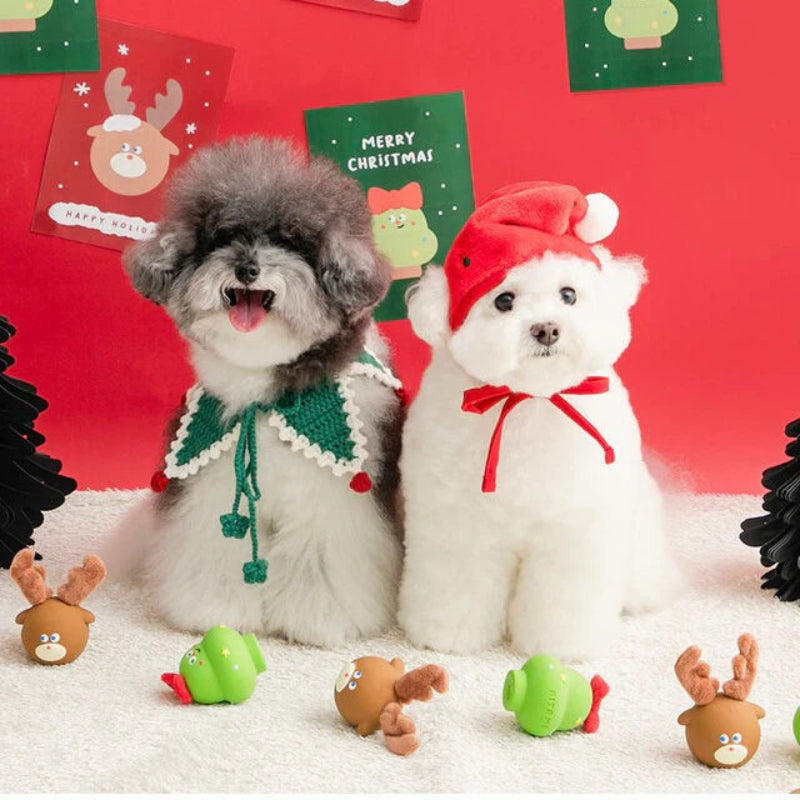 Furry Christmas Latex Dog Toy - Rudolph & Tree (Set of 2)