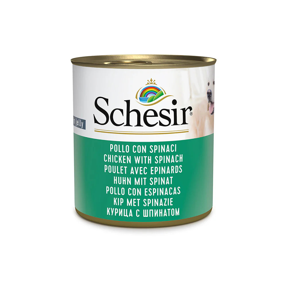 Schesir Chicken with Spinach Canned Dog Food (285g)