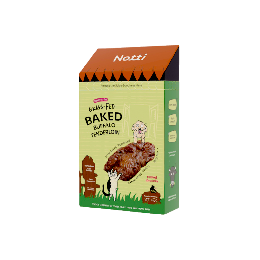 Notti Grass-Fed Baked Buffalo Tenderloin Treats For Dog & Cat (20g x 4)