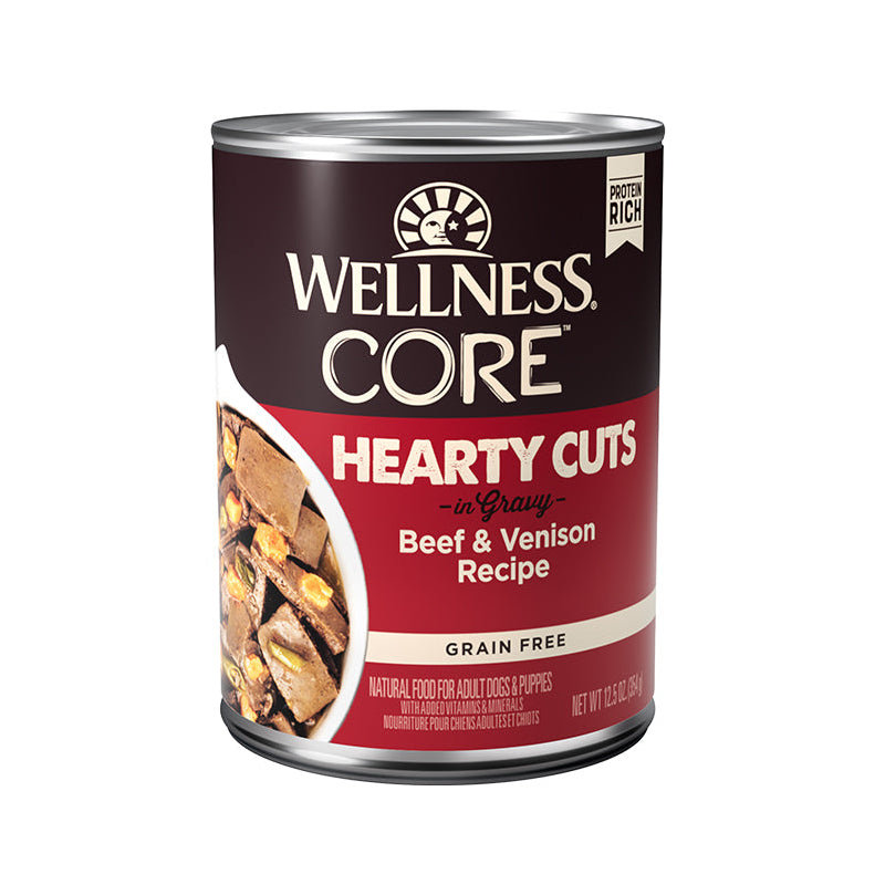 Wellness CORE Grain-Free Hearty Cuts In Gravy Beef & Venison Canned Wet Dog Food (12.5oz)