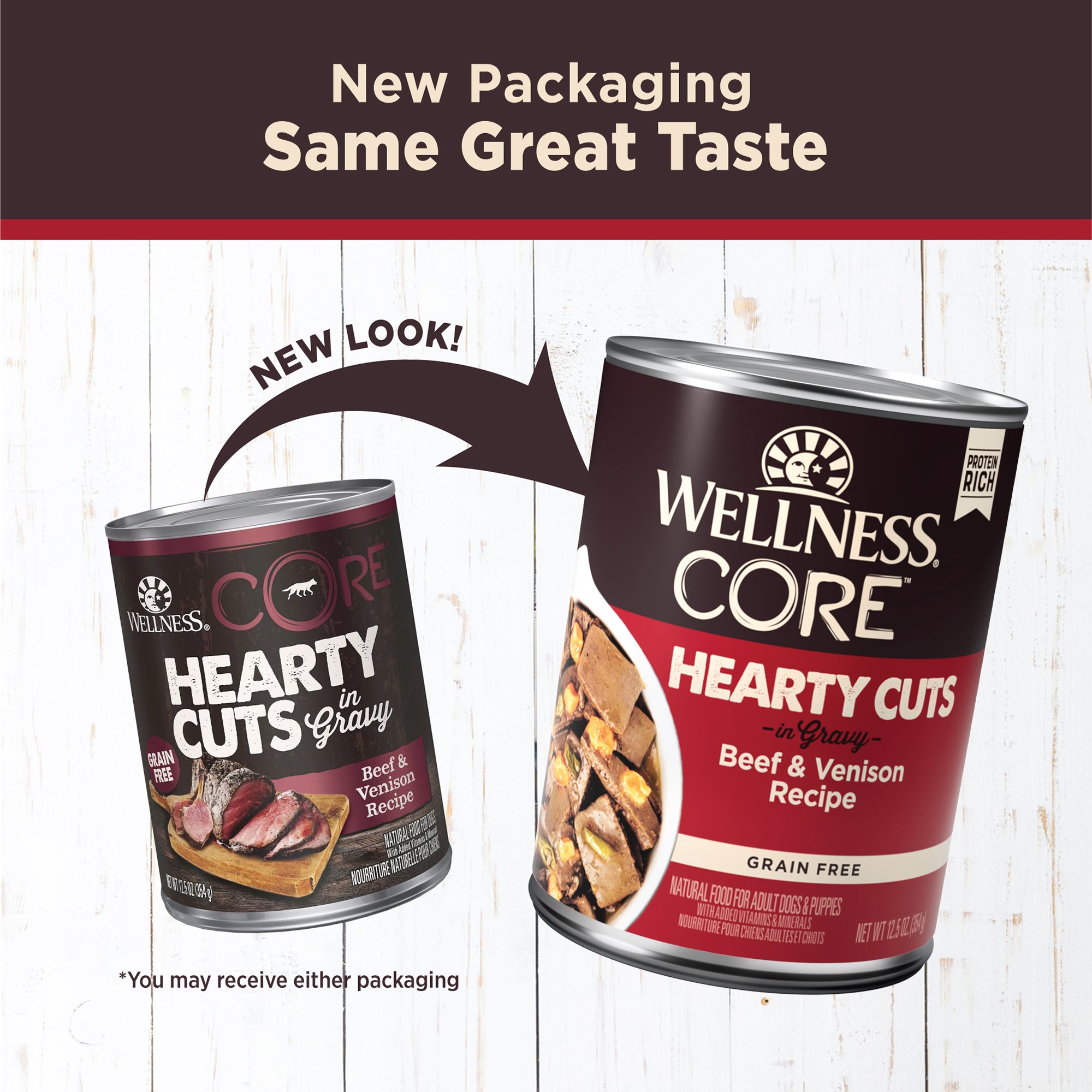 Wellness CORE Grain-Free Hearty Cuts In Gravy Beef & Venison Canned Wet Dog Food (12.5oz)
