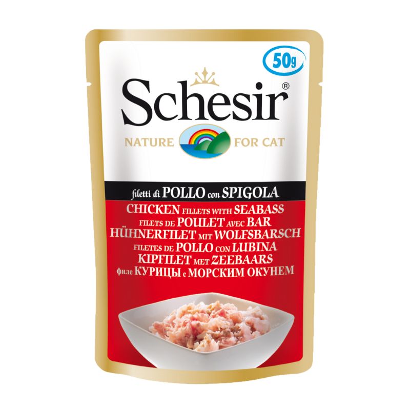 Schesir Chicken Fillets With Seabass Adult Pouch Cat Food (50g)
