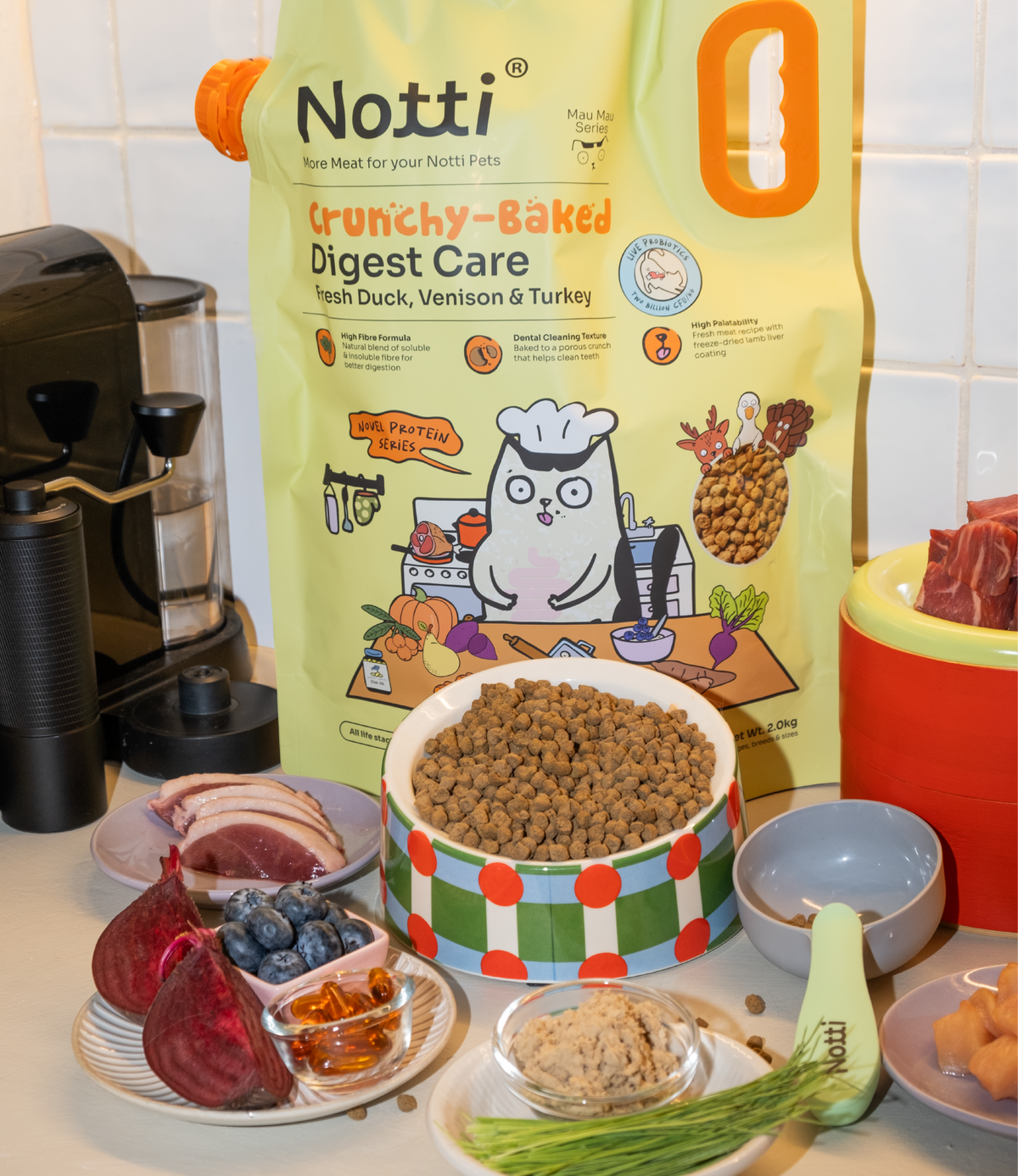 Notti Crunchy-Baked Digest Care Fresh Duck, Venison & Turkey Cat Dry Food