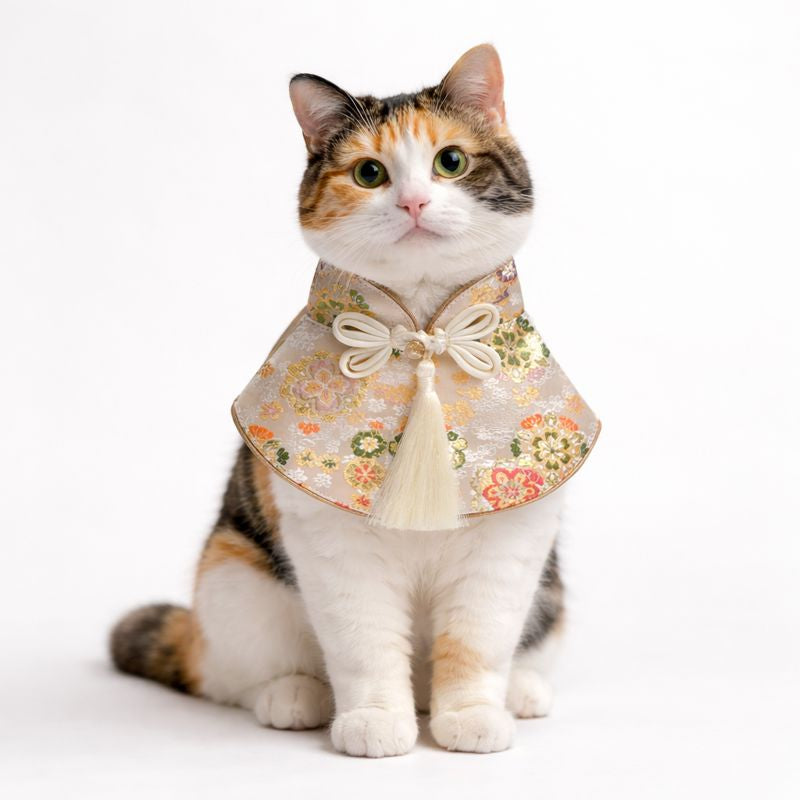 Fortune Charm Brocade Pet Cape (Yellow Flower)
