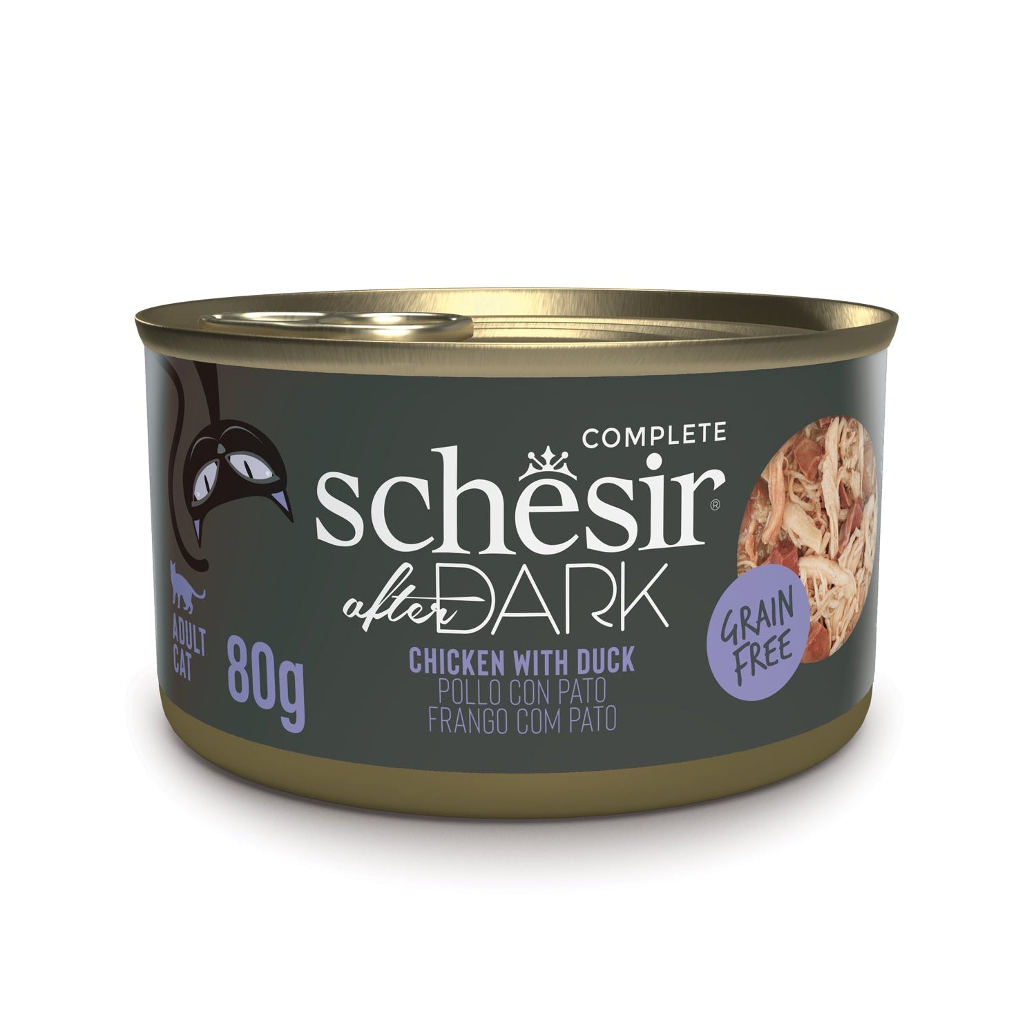 Schesir After Dark Chicken With Duck in Broth Grain-Free Adult Canned Cat Food (80g)