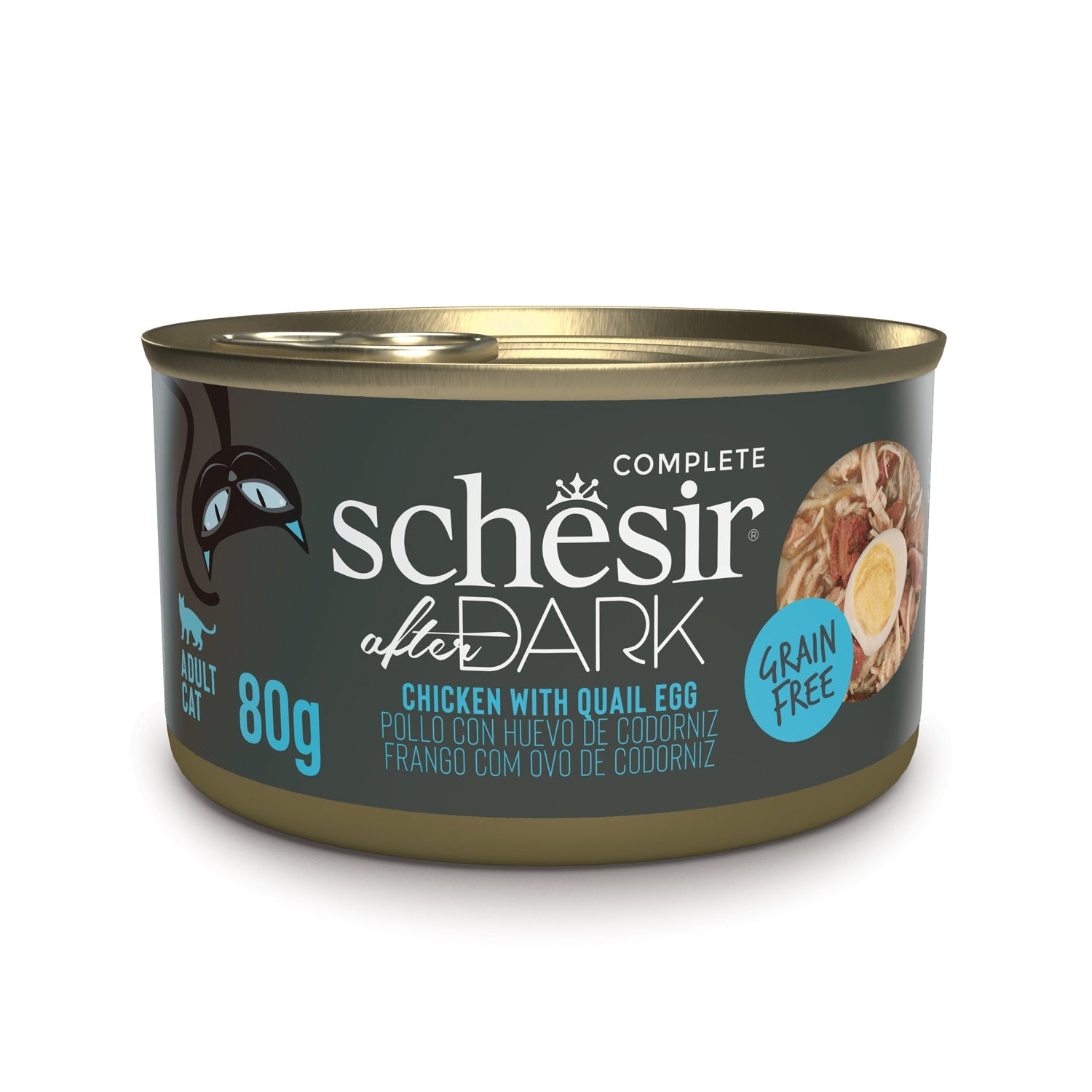 Schesir After Dark Chicken With Quail Egg in Broth Grain-Free Adult Canned Cat Food (80g)