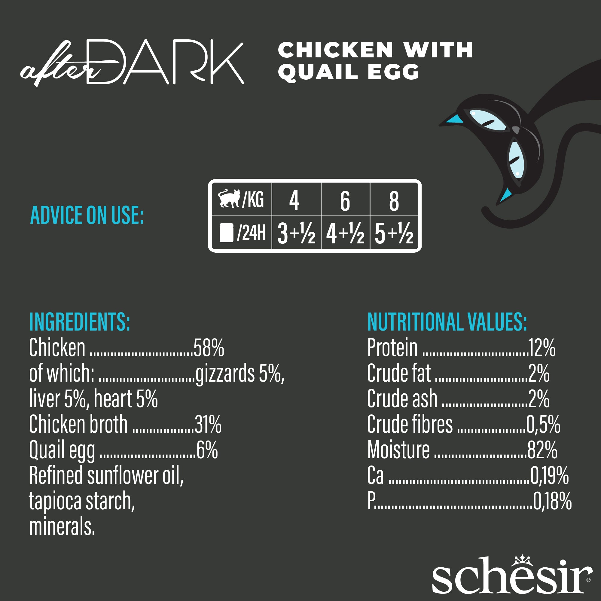 Schesir After Dark Chicken With Quail Egg in Broth Grain-Free Adult Canned Cat Food (80g)