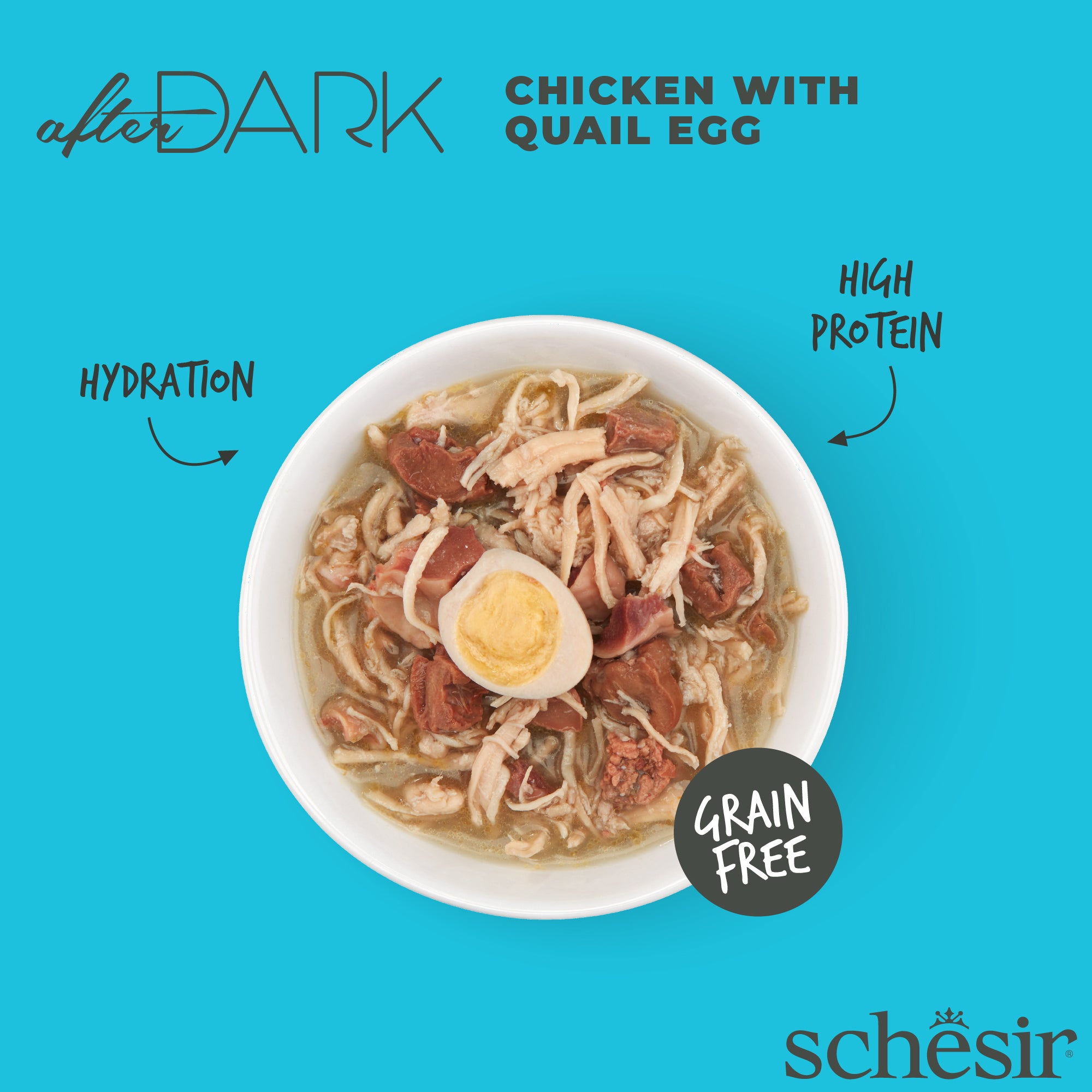 Schesir After Dark Chicken With Quail Egg in Broth Grain-Free Adult Canned Cat Food (80g)