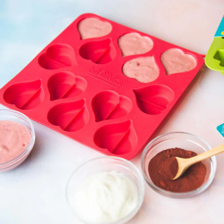 Heart Shape Silicone Bake and Freeze Dog Treat Maker Molds (Pack of 2)