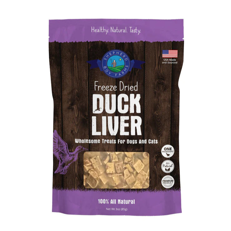 shepard boy farm freeze-dried duck liver treats for dogs and cats -creatureland