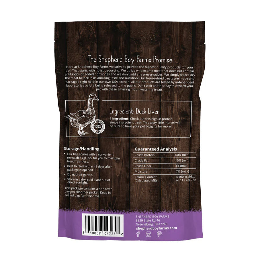 shepard boy farm freeze-dried duck liver treats for dogs and cats -creatureland