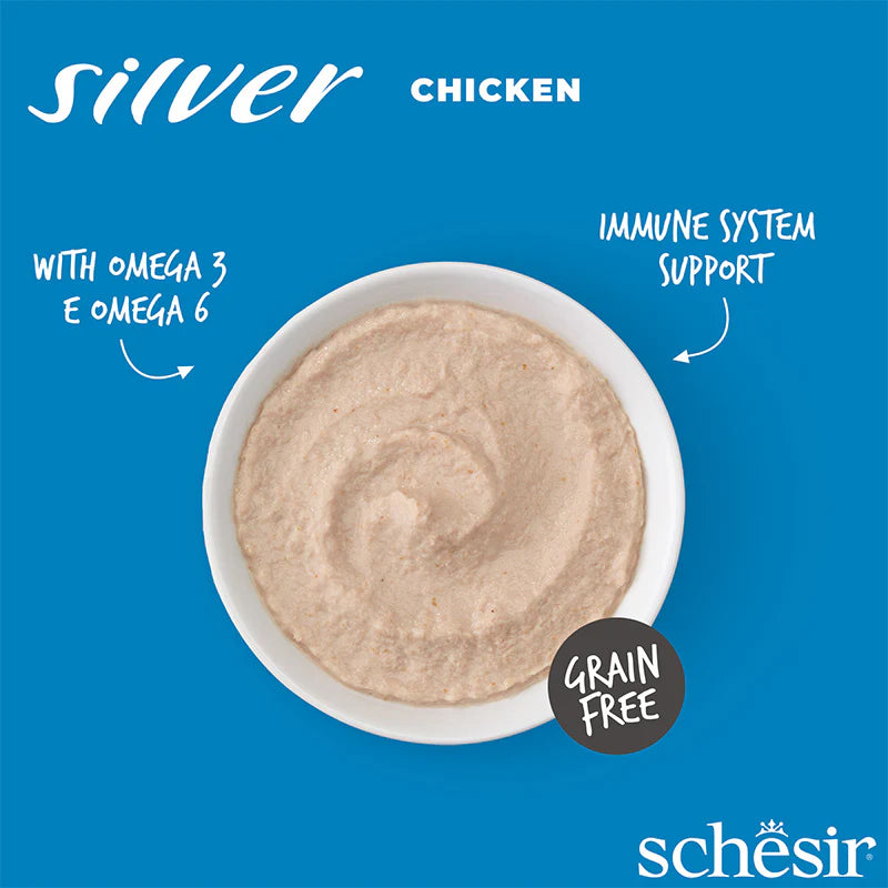 Schesir Silver Mousse Chicken Grain-Free Senior Pouch Cat Food (80g)