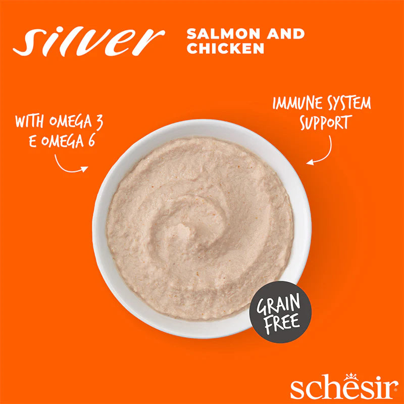 Schesir Silver Mousse Salmon & Chicken Grain-Free Senior Pouch Cat Food (80g)