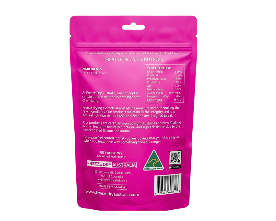 Freeze Dried Treats | Quail Backs (80g)