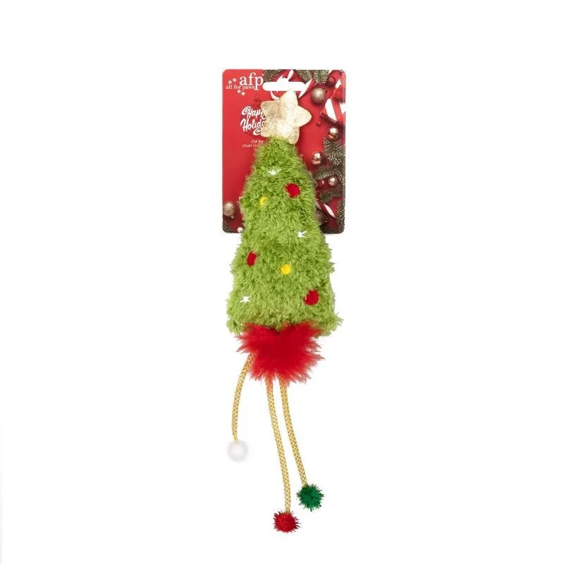 Happy Holidays Kicker Christmas Tree Cat Toy