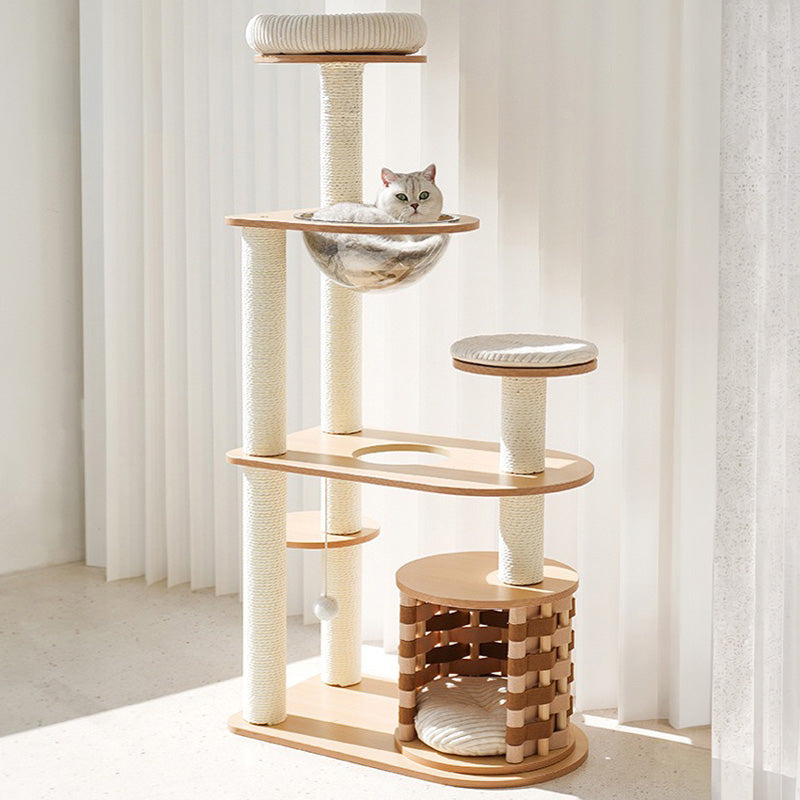 Vanilla Cloud Wooden Cat Tree