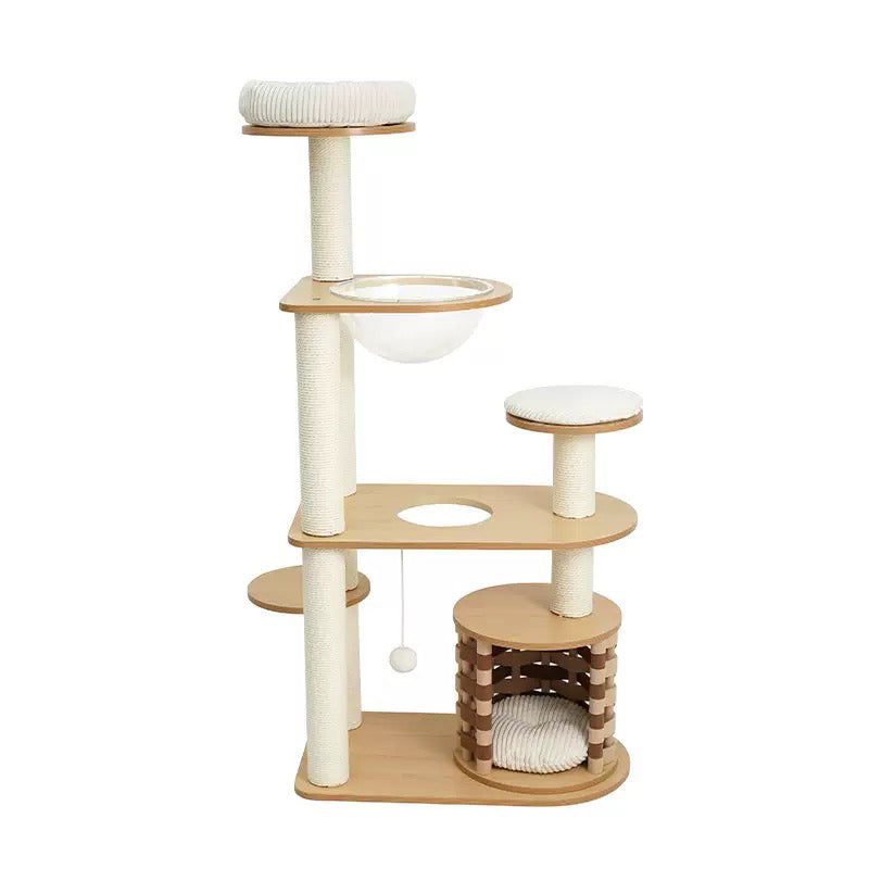 Vanilla Cloud Wooden Cat Tree